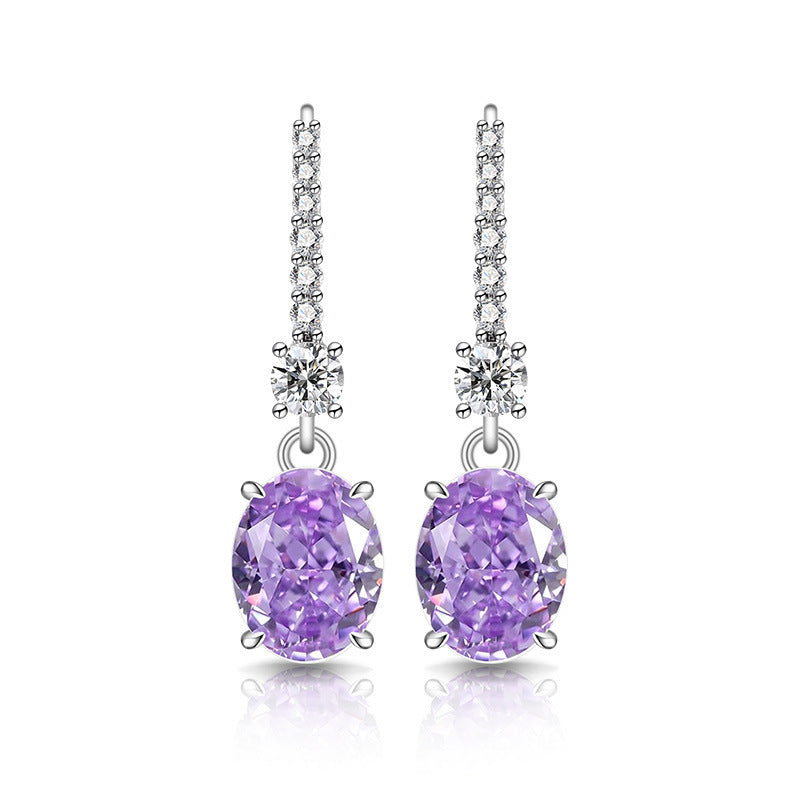 Oval Halo Leverback Earrings Sparking 18K Gold Plated Drops