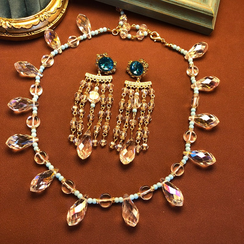 The Capri Cascade Crytal Taseel Jewelry Set