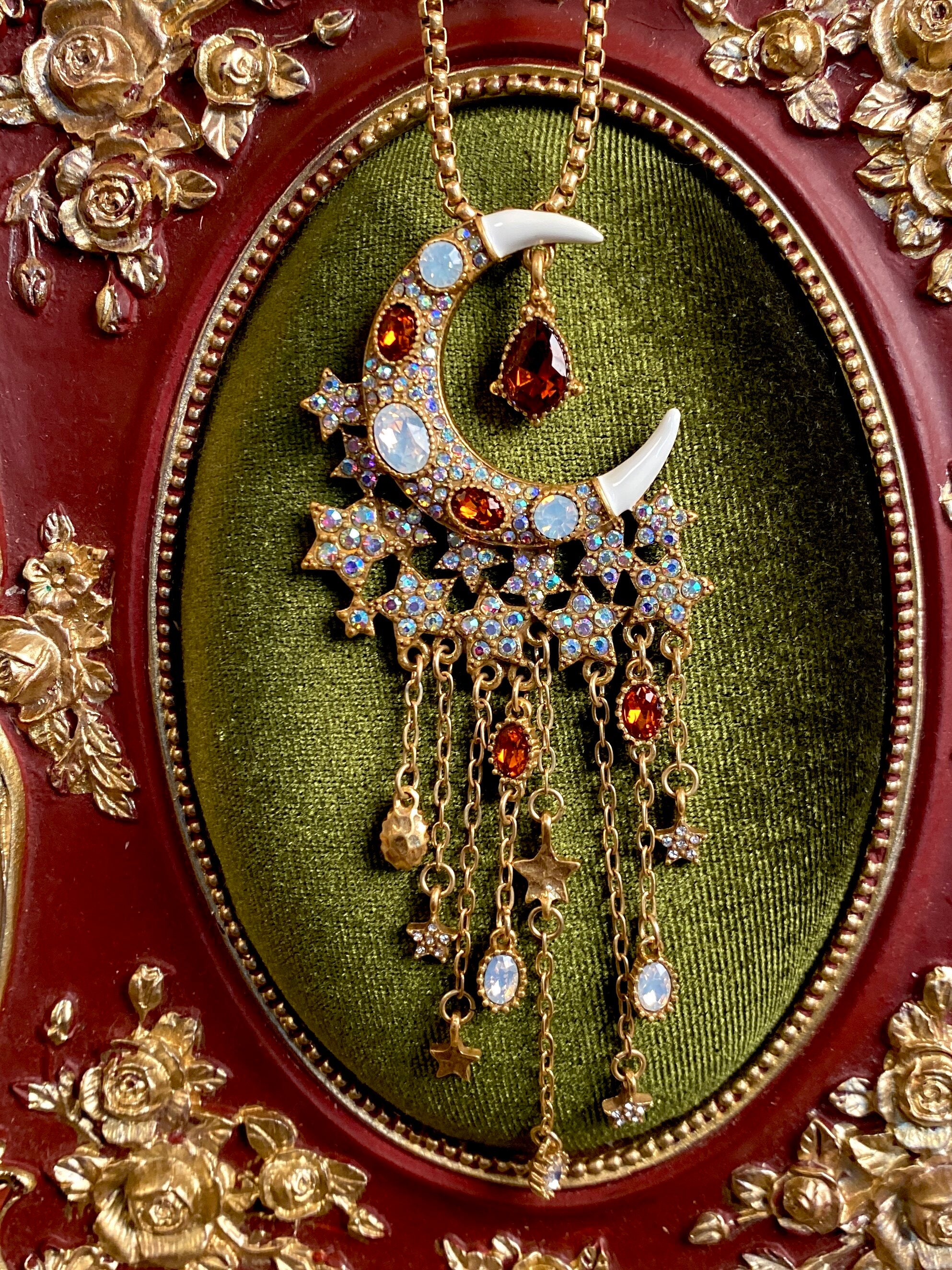 Vintage Cascading Moon Star Statement Jewelry Set