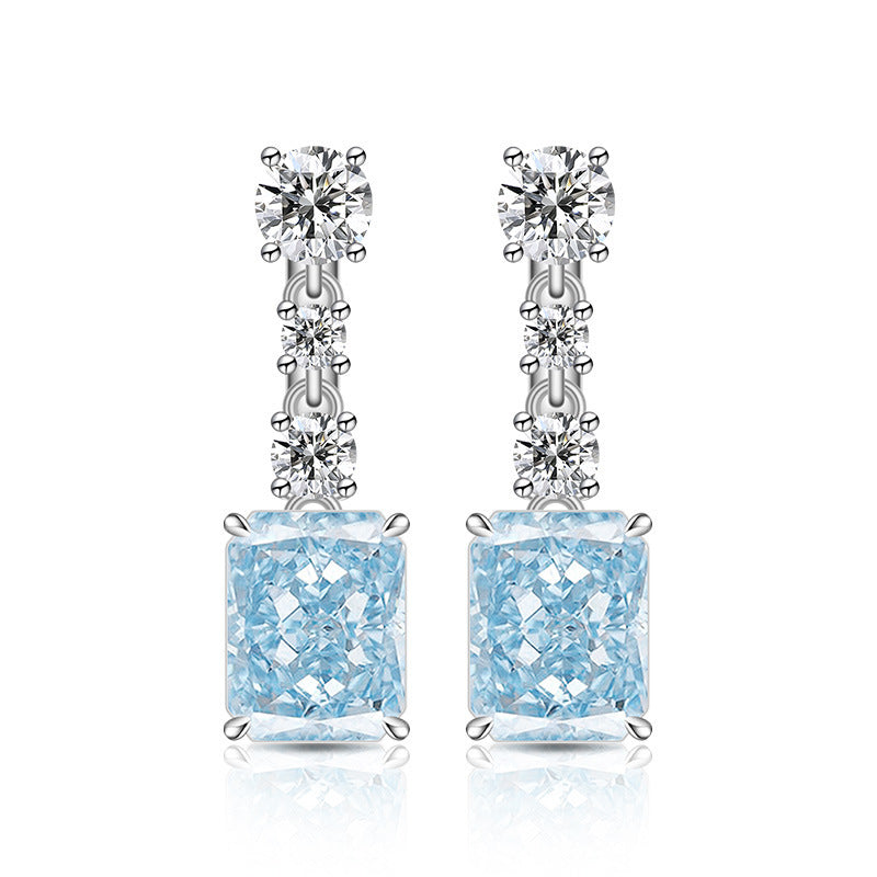 Modern Linear Radiant Dangles|5A CZ Leverback Drop Earrings