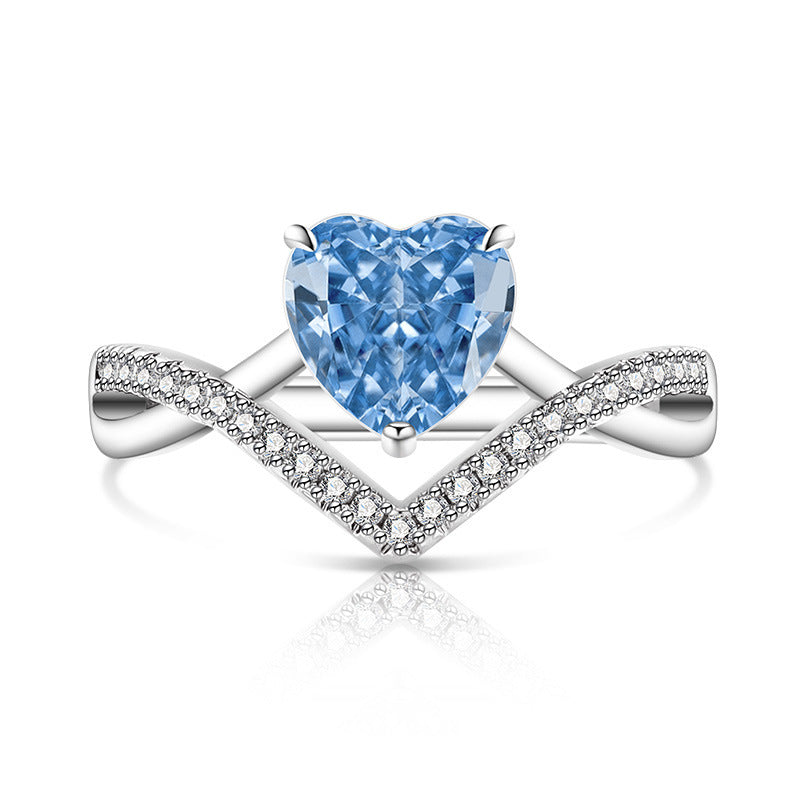 Chevron Heart Pavé Ring|Romantic V-Shape 5A CZ Ring