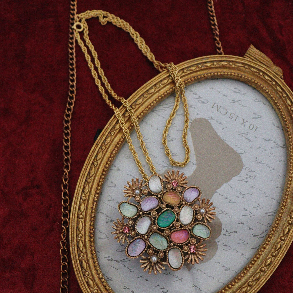 Vintage Mosaic Renaissance Necklace Brooch