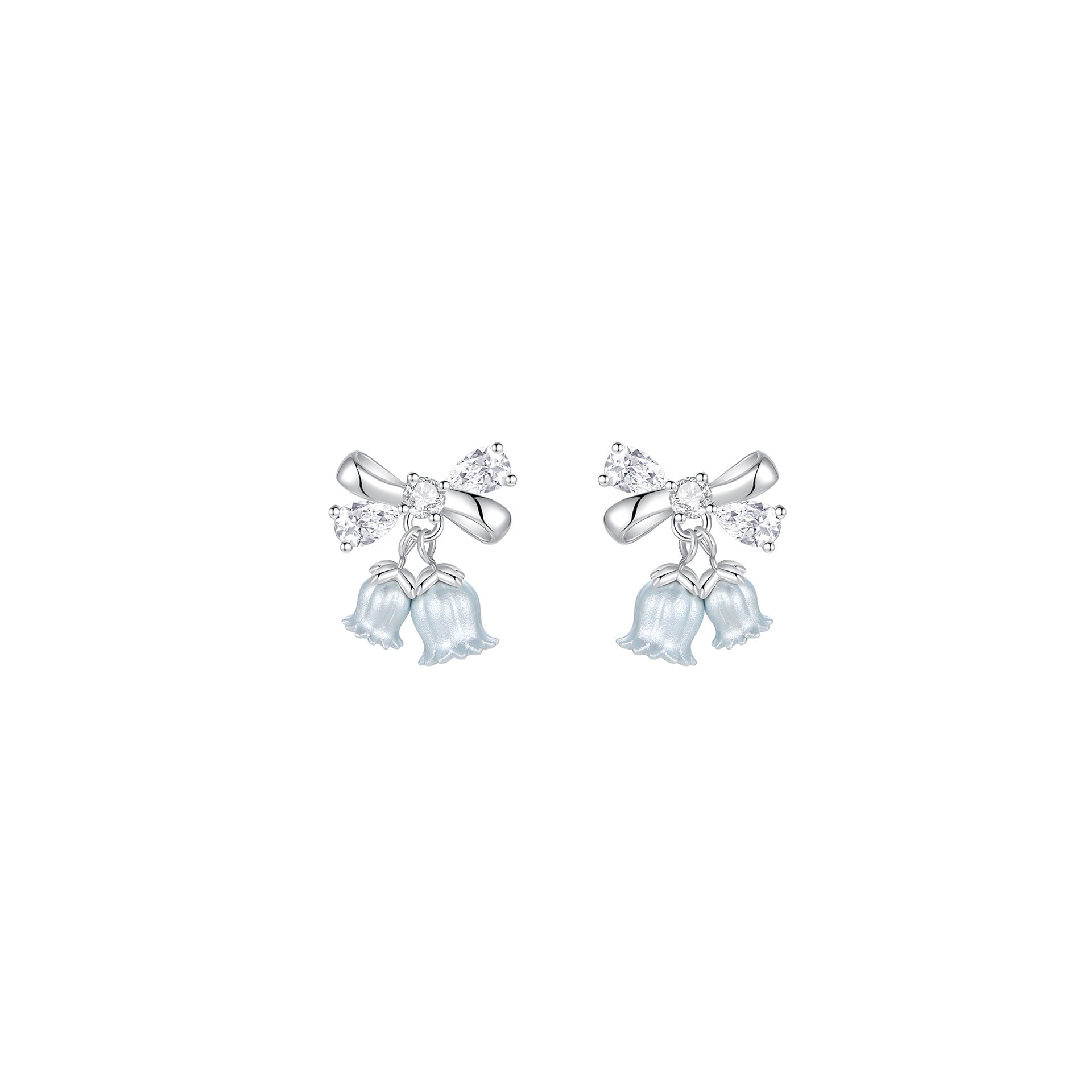 925 Sterling Silver Lily of the Valley Necklace & Earrings Set