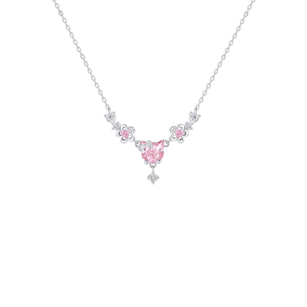 925 Sterling Silver Cherry Blossom Kitten Designer Jewelry Set