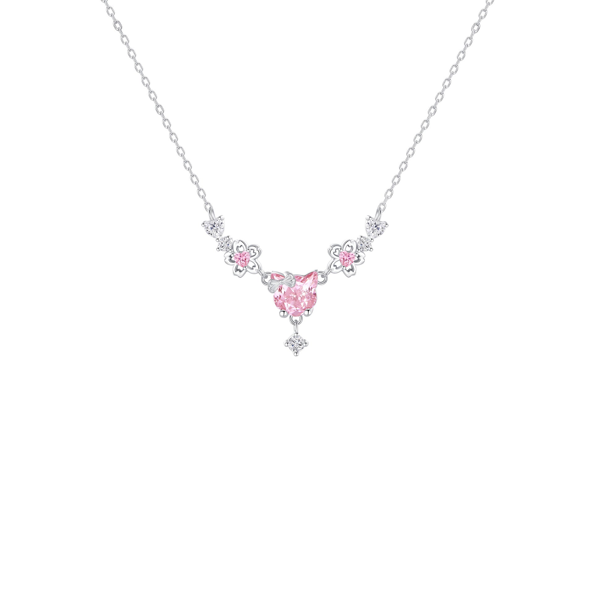 925 Sterling Silver Cherry Blossom Kitten Designer Jewelry Set