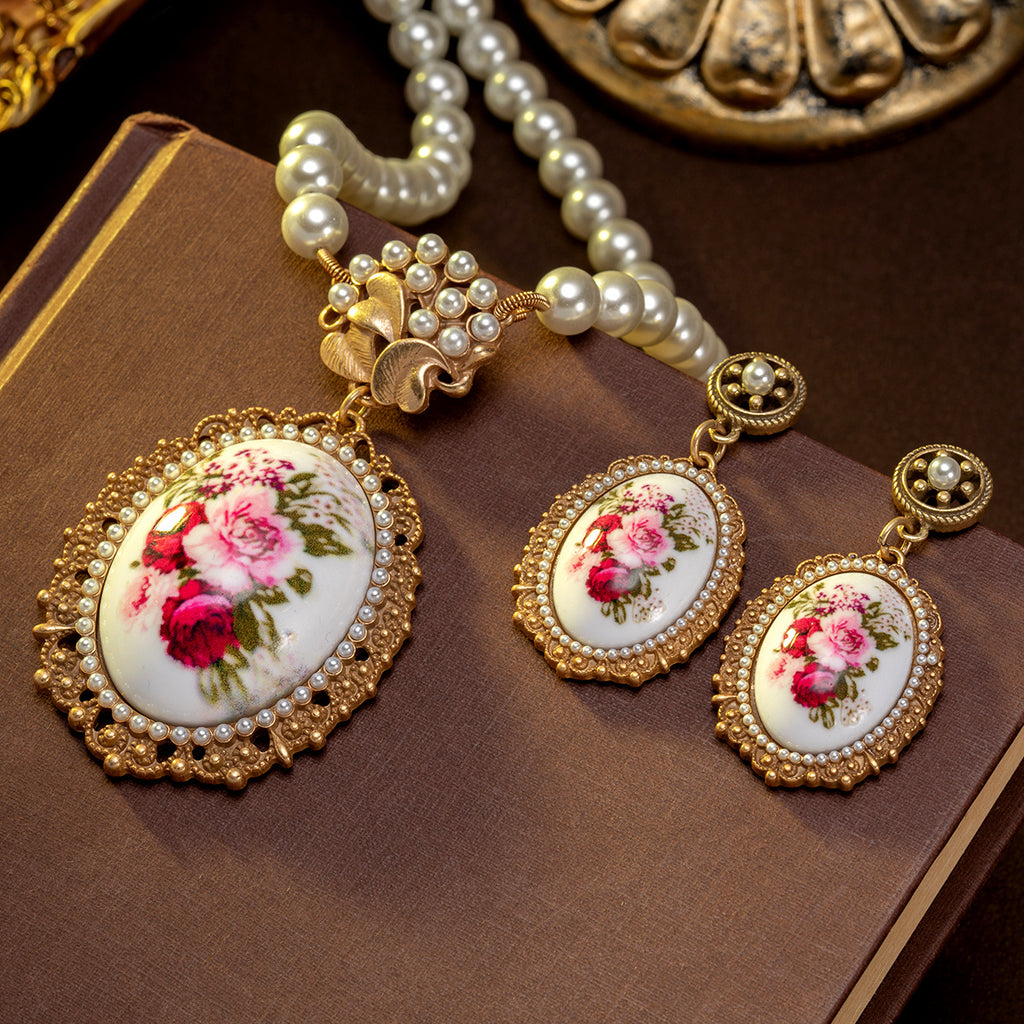 Vintage Baroque Rose Jewelry Set