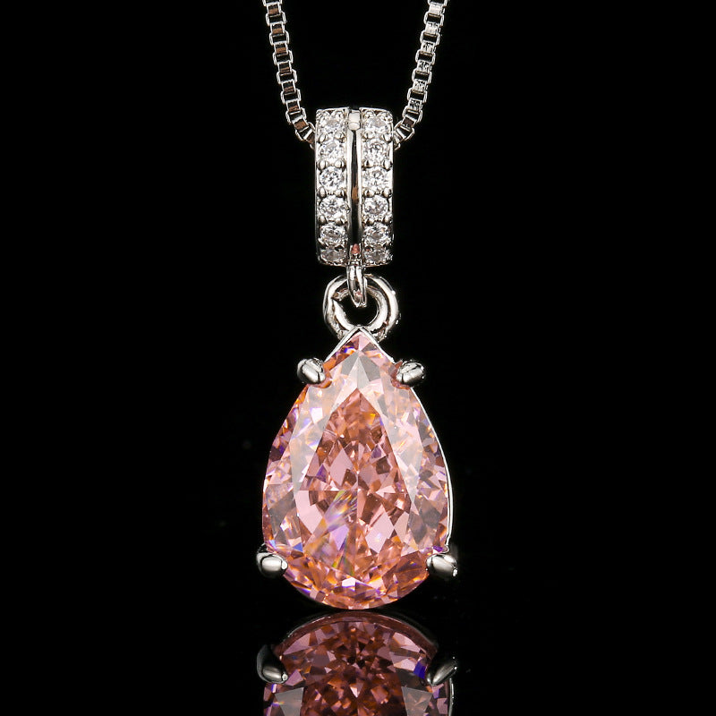 Padparadscha Pink Teardrop Jewelry Set | Sunset-Inspired Pear-Cut Design