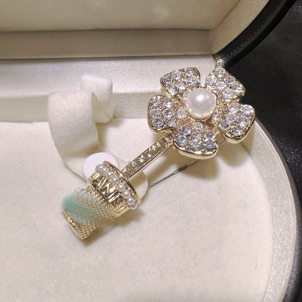 Whimsical Pavé Blossom Pot Pearl Jewelry Set