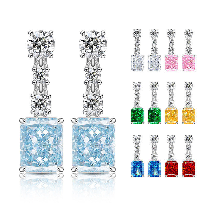 Modern Linear Radiant Dangles|5A CZ Leverback Drop Earrings