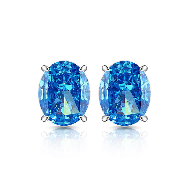 Classic Oval Stud Earrings 5A Cubic Zirconia