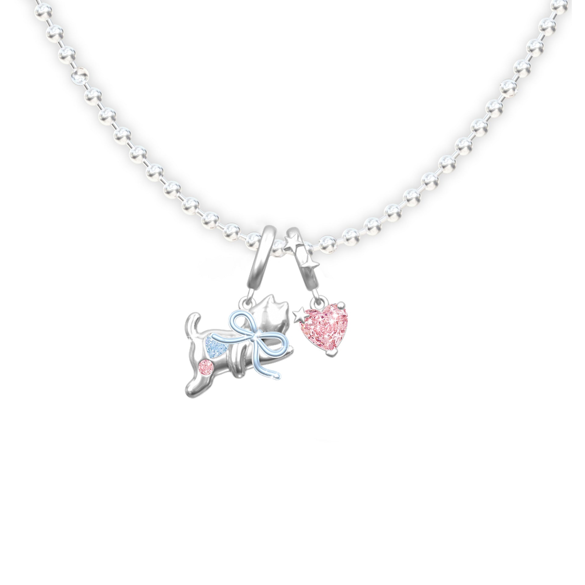 925 Sterling Silver Sweetheart Kitty Jewelry Set