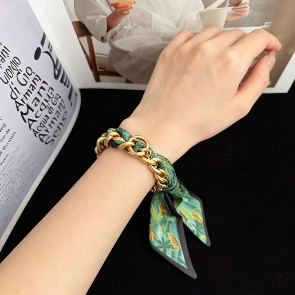 Parisian Scarf-Wrapped 24K Gold Plated Bracelet