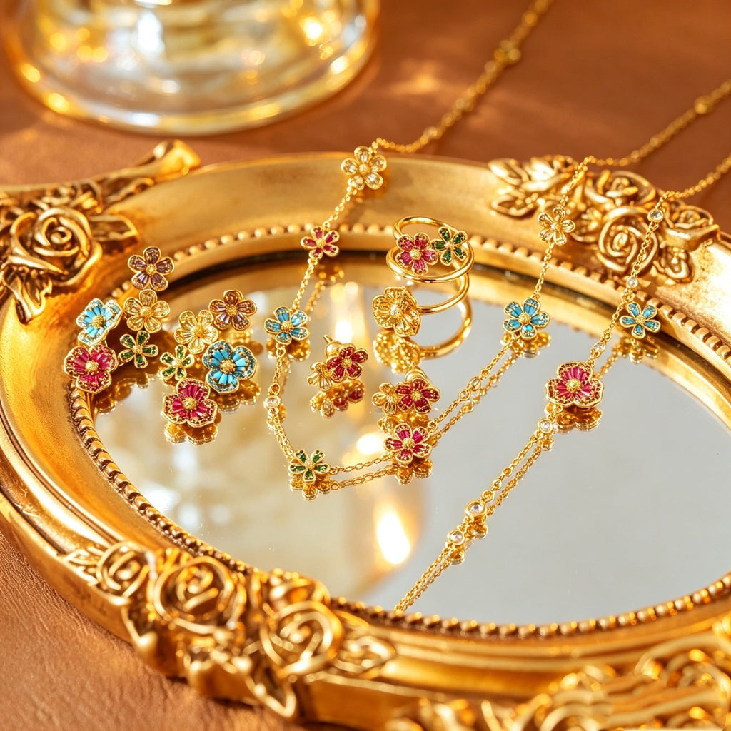 French Garden Reverie Jewelry Set|18K Gold Plated