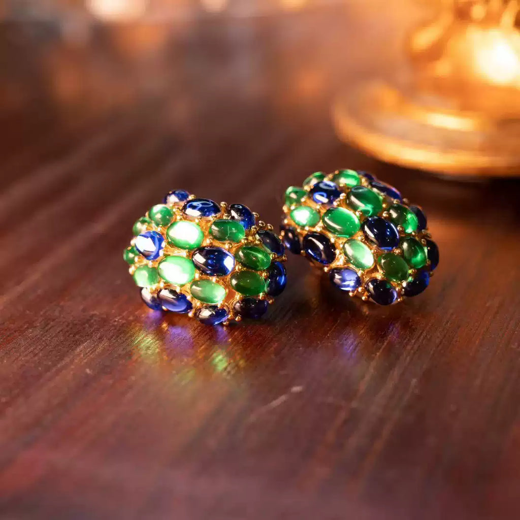 1980s Statement Jewel-Tone Tubogas Choker & Earring Parure