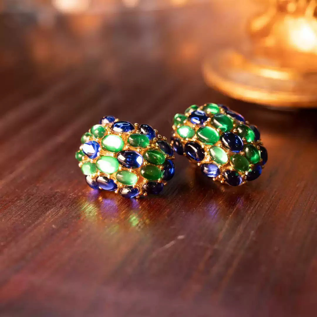 1980s Statement Jewel-Tone Tubogas Choker & Earring Parure