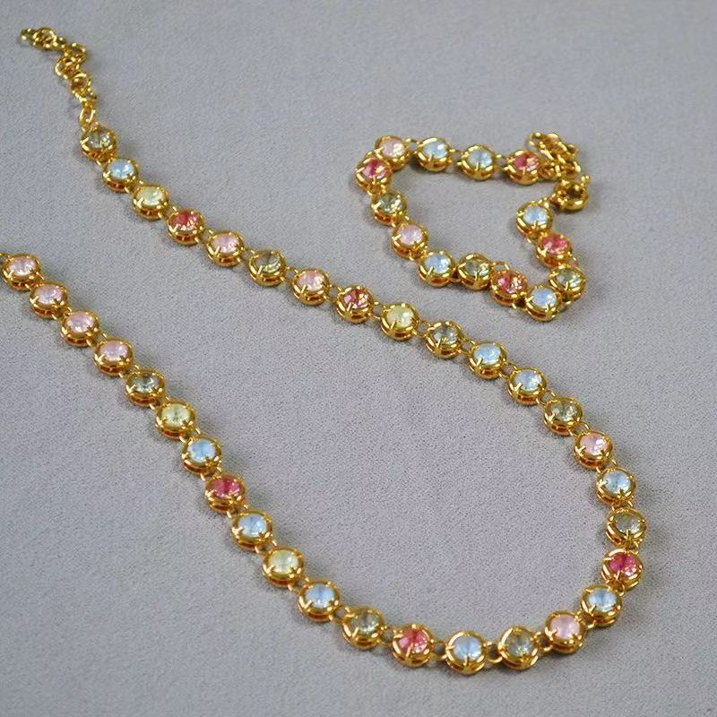 18K Gold Plated Multi-Color CZ Necklace
