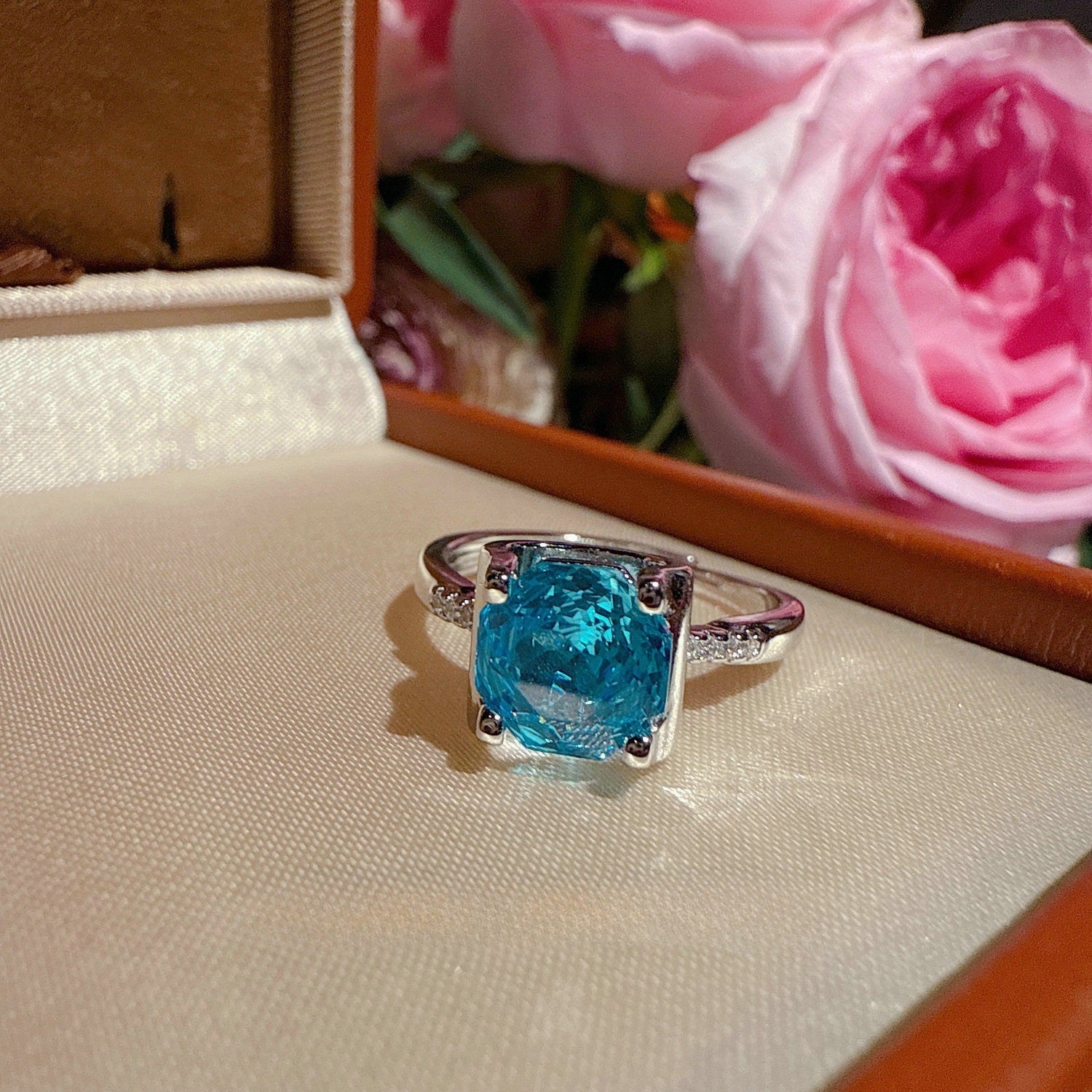 Paraiba Azure Rose-Cut 18K Gold Plated Jewelry Set