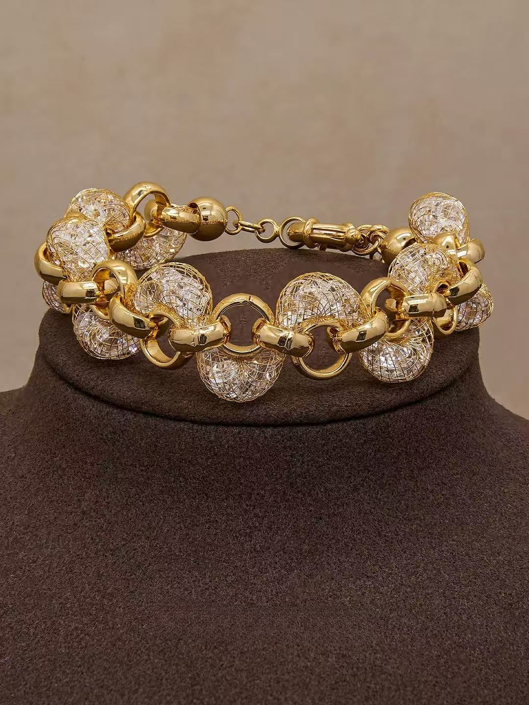 Gilded Hourglass Mesh Set|Floating Diamond-Encrusted Luxury Jewelry