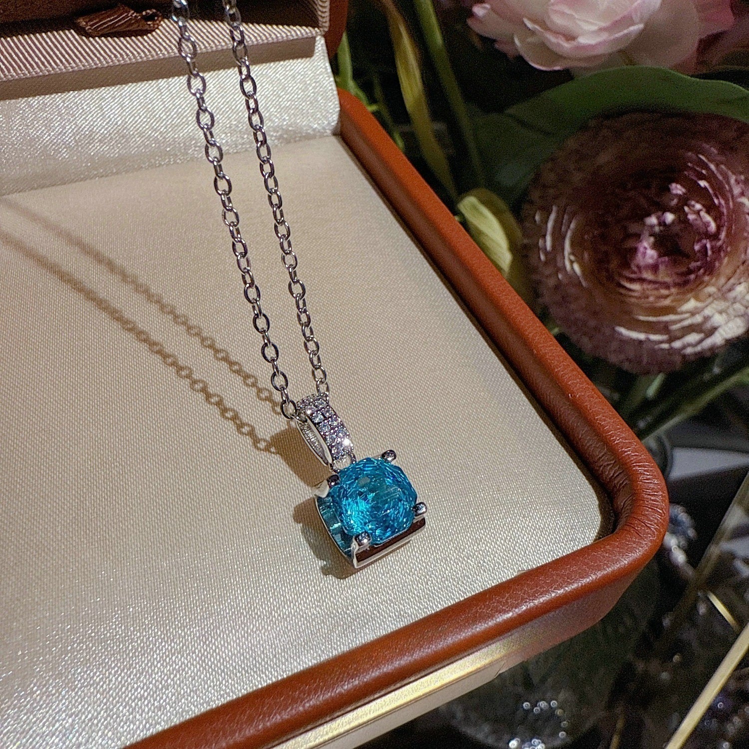 Paraiba Azure Rose-Cut 18K Gold Plated Jewelry Set