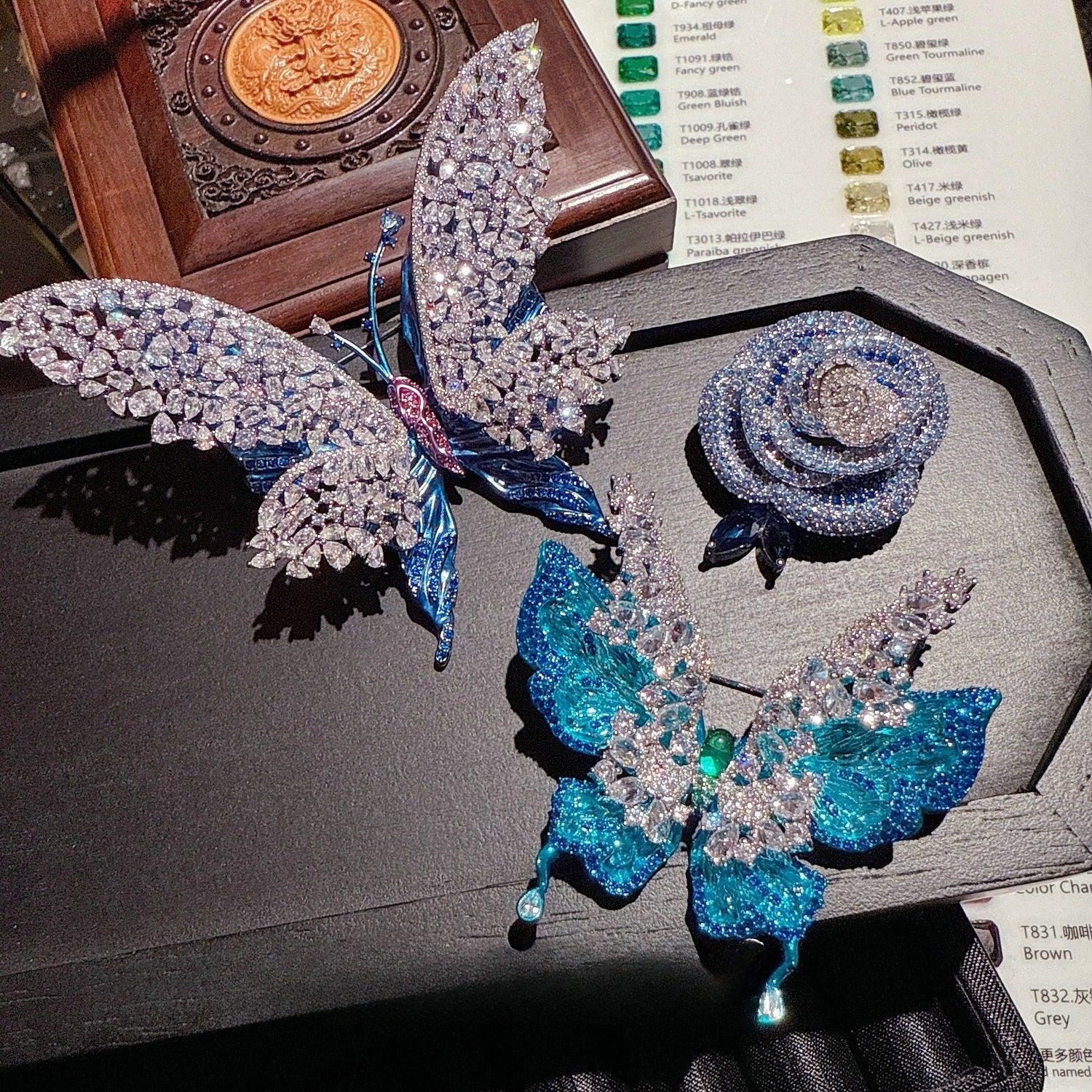 Couture Enamel Butterfly Brooch|Marquise-Cut 5A CZ|Exquisite Craftsmanship