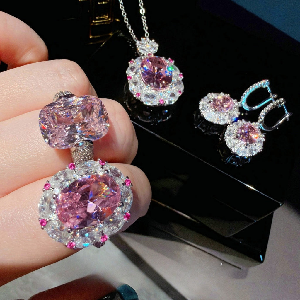 Cherry Blossom Pink Oval Radiance Jewelry Set