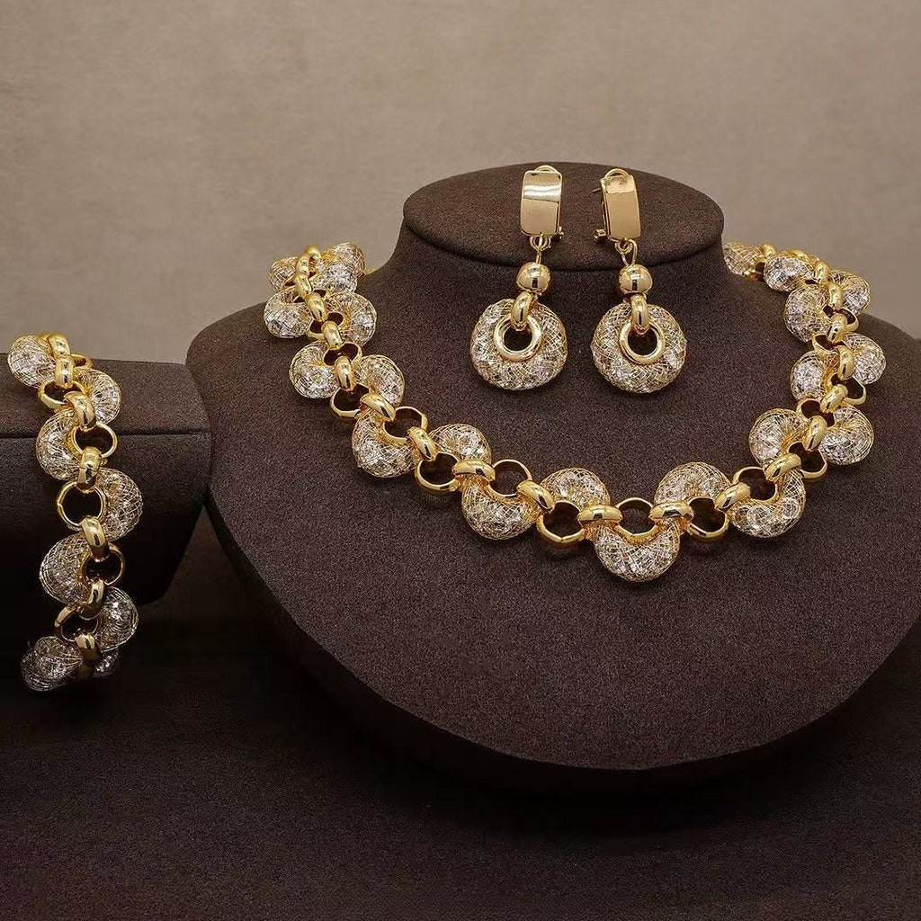 Gilded Hourglass Mesh Set|Floating Diamond-Encrusted Luxury Jewelry