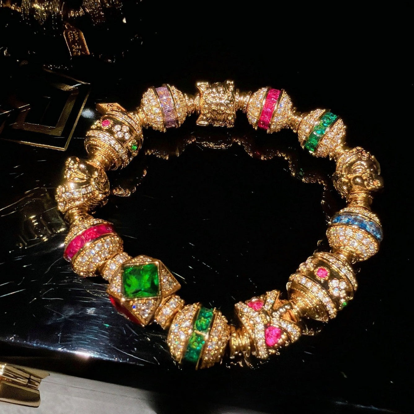 Byzantine Jewel-Tone Orb Link Station Bracelet
