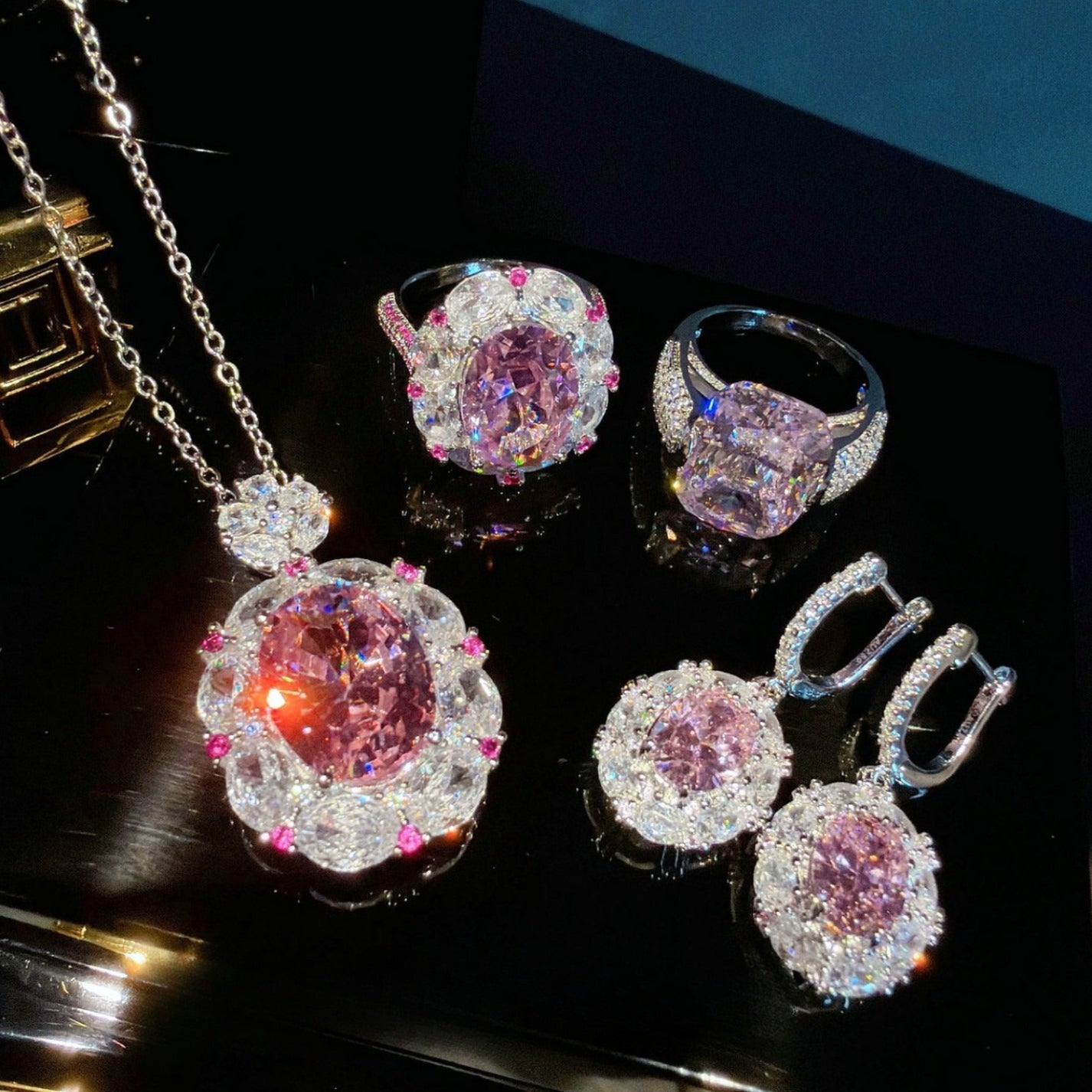 Cherry Blossom Pink Oval Radiance Jewelry Set