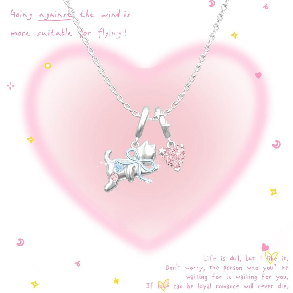 925 Sterling Silver Sweetheart Kitty Jewelry Set
