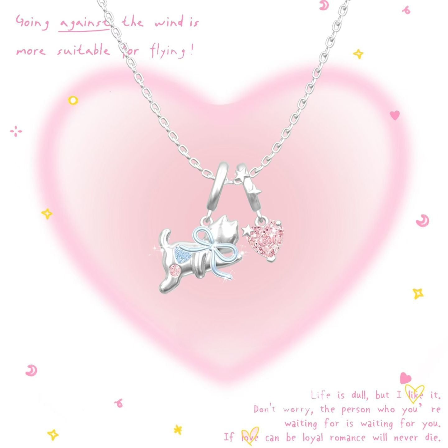925 Sterling Silver Sweetheart Kitty Jewelry Set