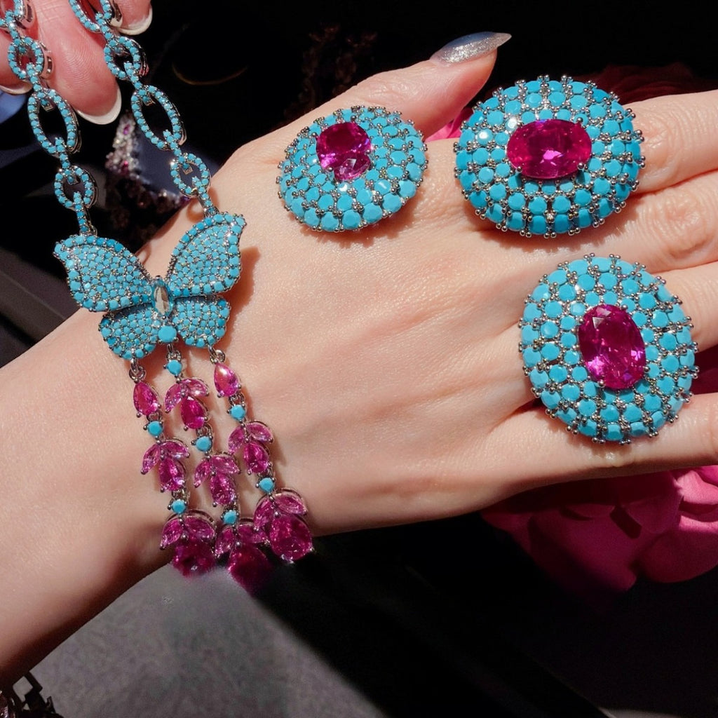 Art Nouveau Era Butterfly Tassel Statement Jewelry