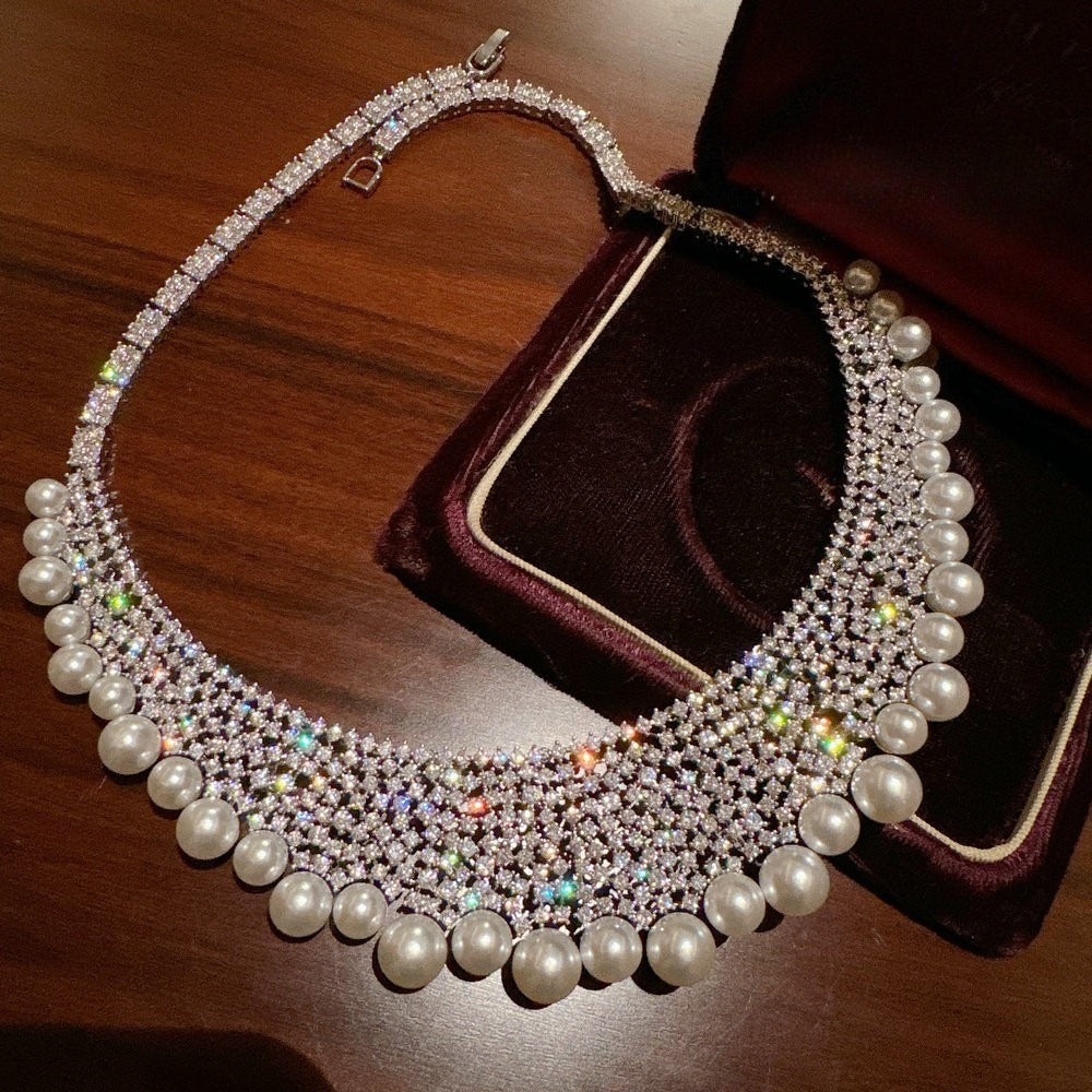 Vintage Gatsby Bridal Parure|Grand Pave Shell Pearl Wedding Collection