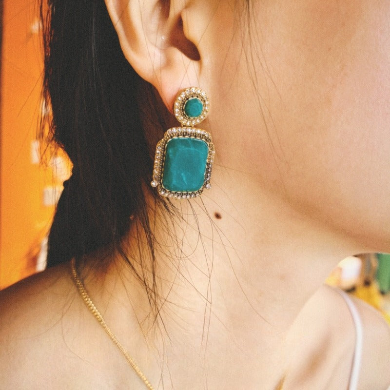 Vintage Emerald Green Cascading Drop Jewelry Set