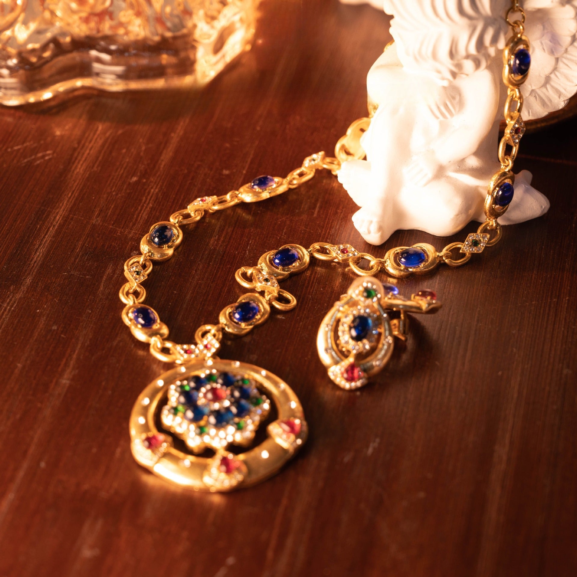 Byzantine Sapphire Blue Heritage Medallion Jewelry Set