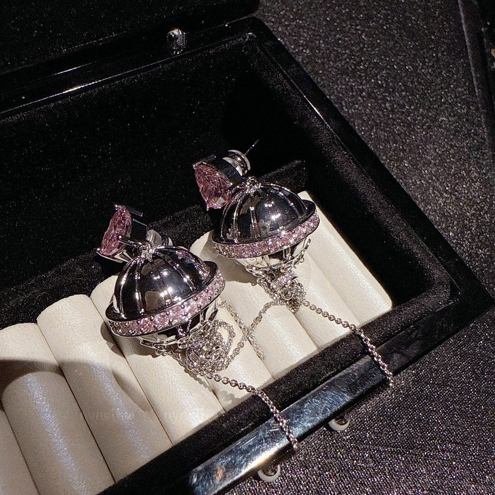 Romantic Italian Hot Air Balloon Heart Necklace Earrings Set