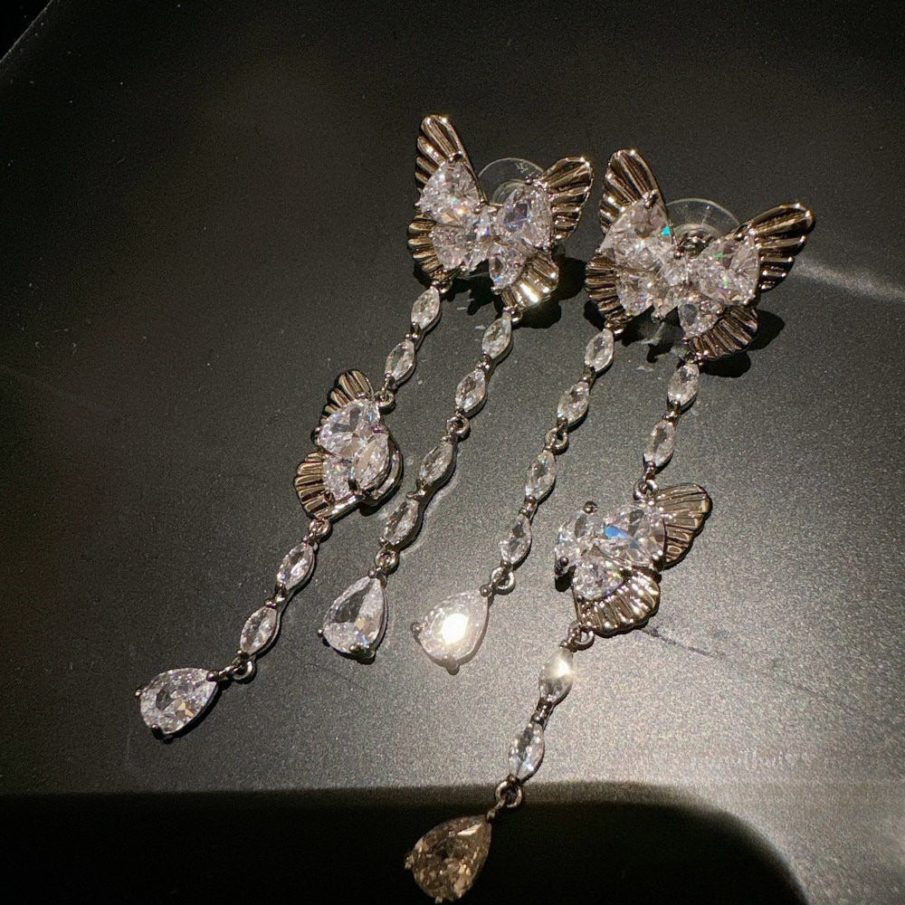 Luminous Mother-of-Pearl Flower & Butterfly Dangle Earrings