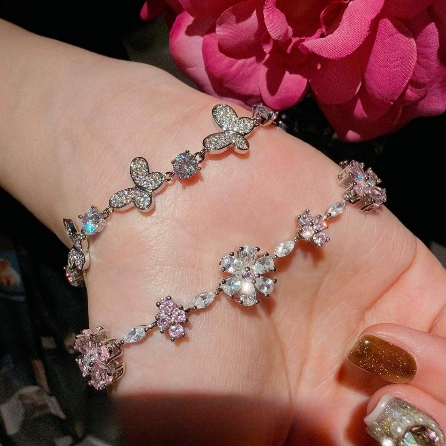 Enchanted Fairy Garden Bracelet|Blossom & Butterfly Charms