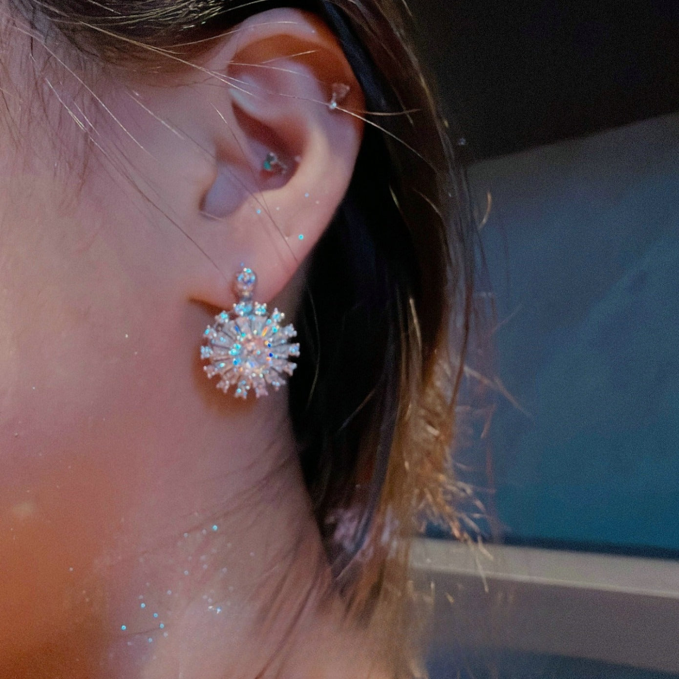 Shining Starburst Jewelry Set|Sparkling Full Pavé Silver-Tone Design
