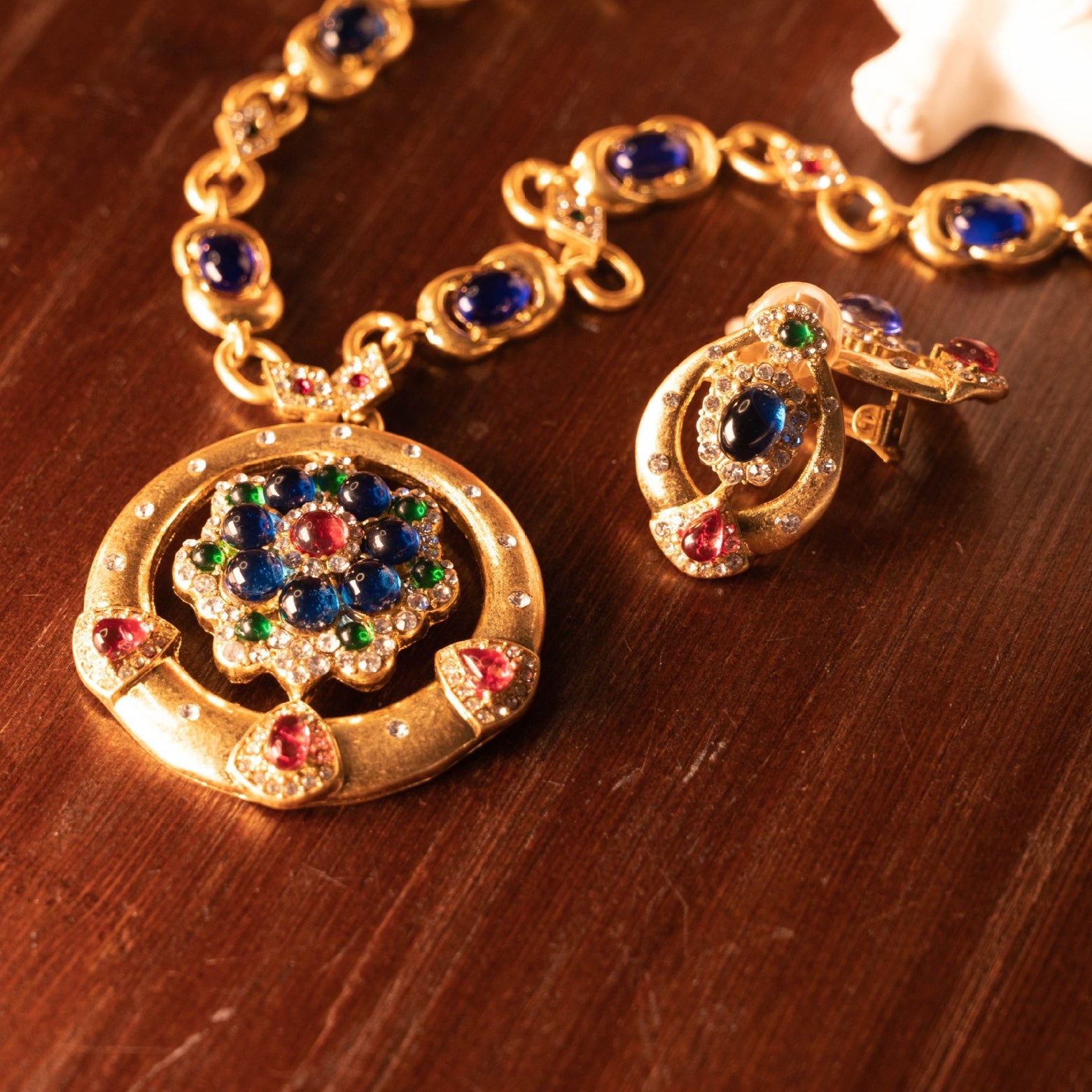 Byzantine Sapphire Blue Heritage Medallion Jewelry Set