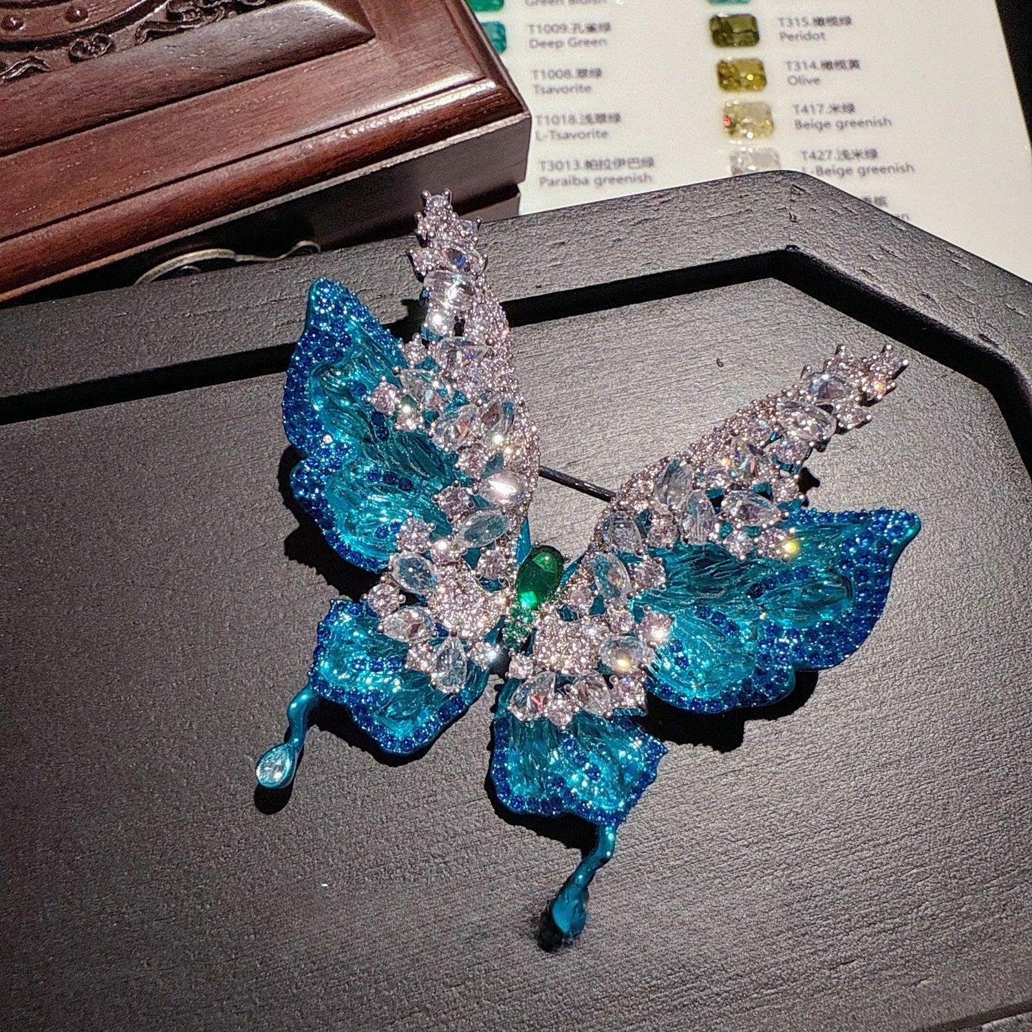Couture Enamel Butterfly Brooch|Marquise-Cut 5A CZ|Exquisite Craftsmanship