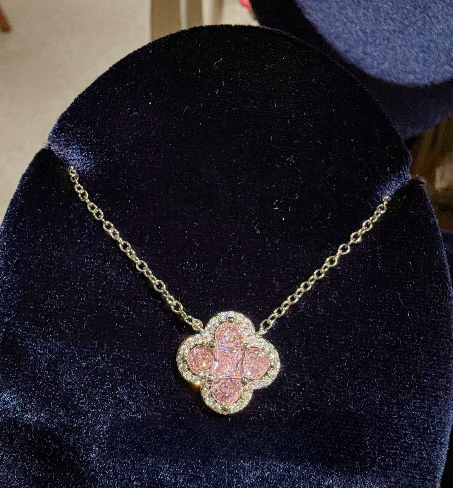 Blush Pink Four-Leaf Clover Full Pavé 18K Gold Plated Jewelry Set