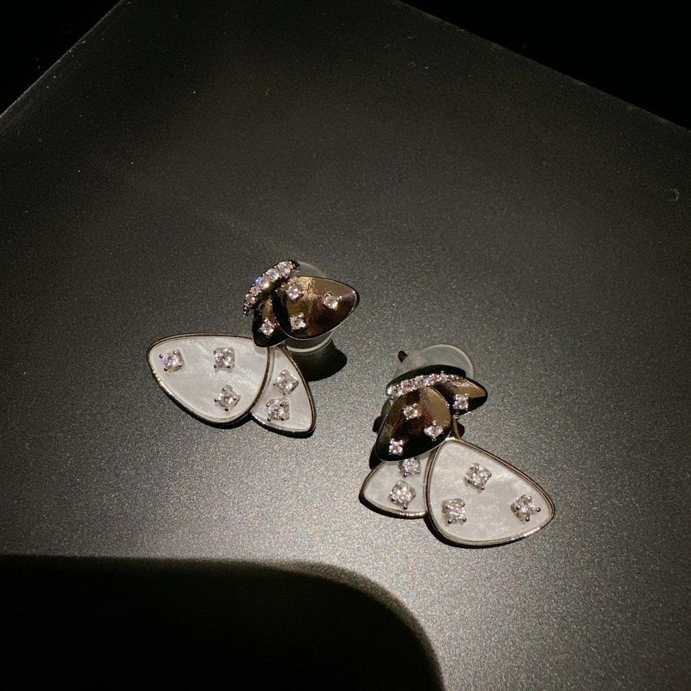 Luminous Mother-of-Pearl Flower & Butterfly Dangle Earrings