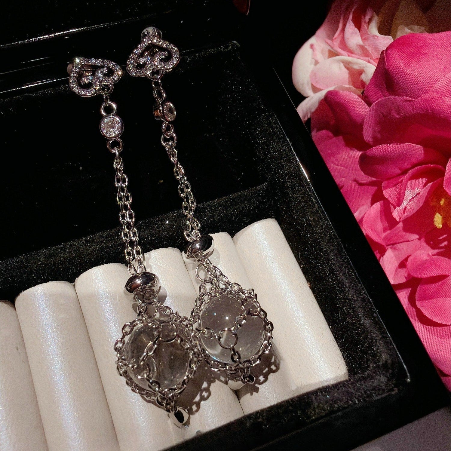 Whimsical Waterdrop Crystal Orb Necklace & Earrings Set