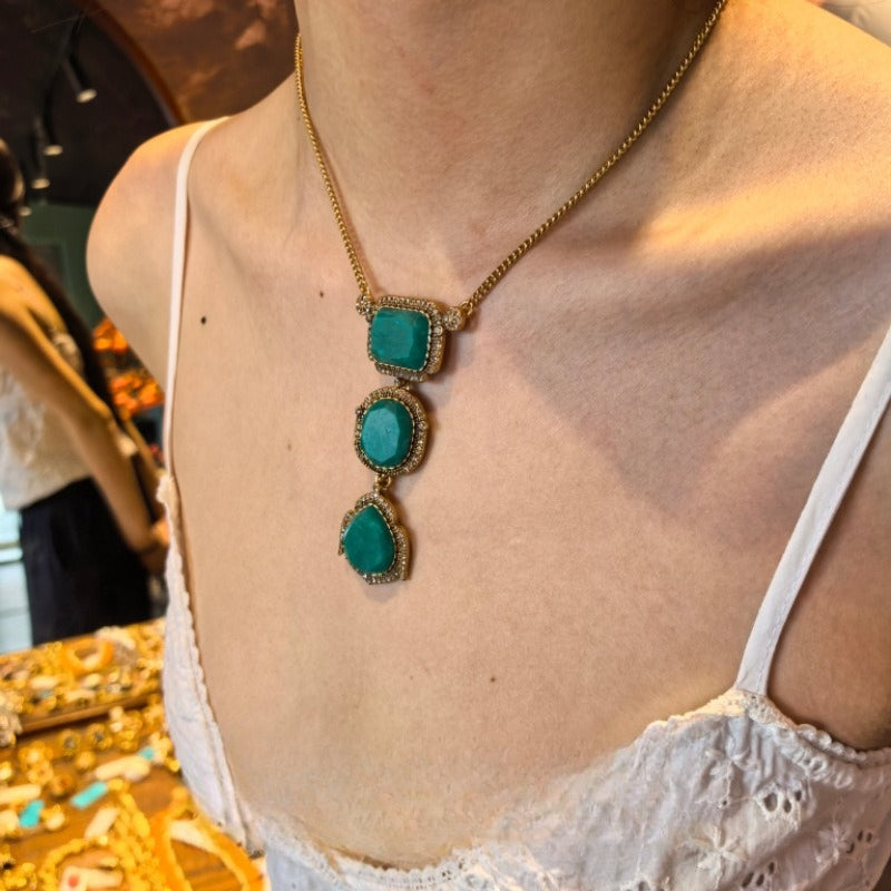 Vintage Emerald Green Cascading Drop Jewelry Set