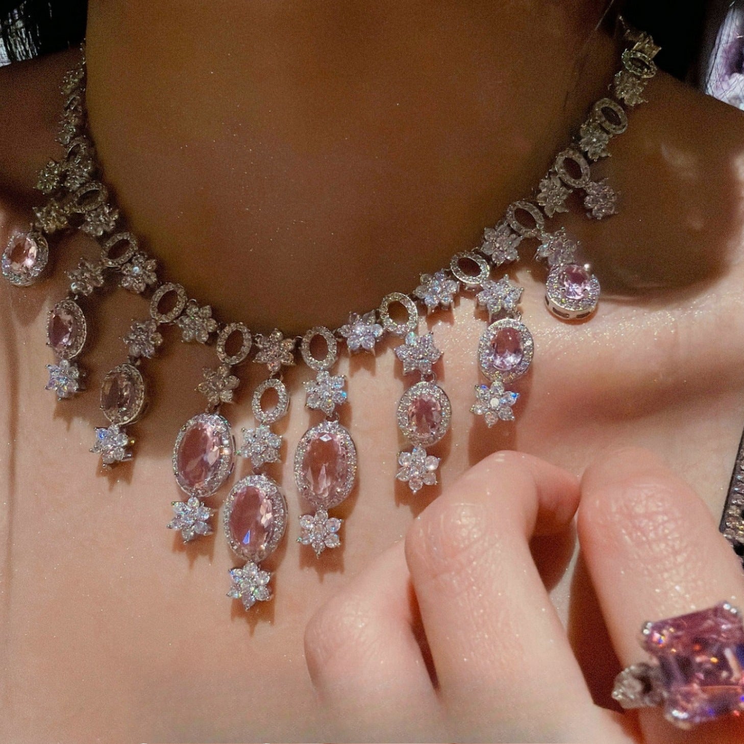 Statement Teardrop Star Necklace & Earrings Set for Weddings Events