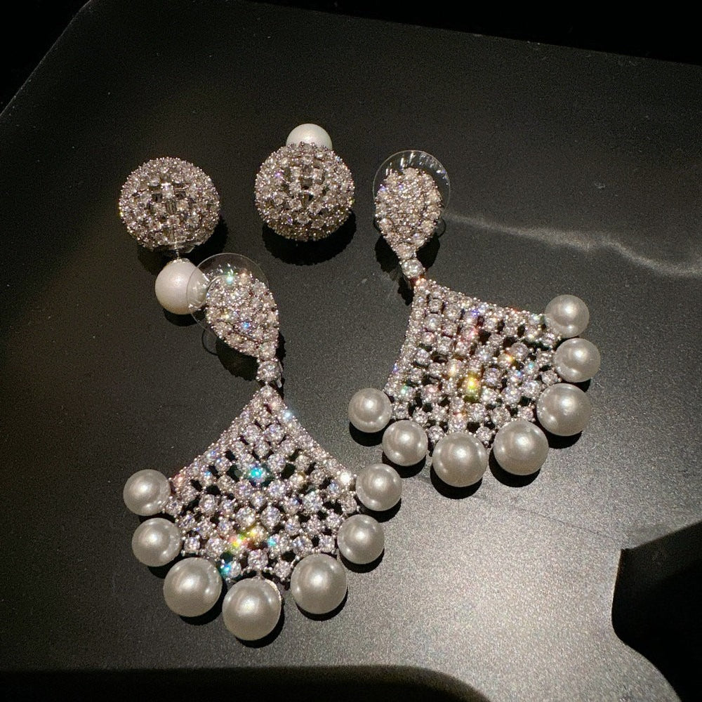 Vintage Gatsby Bridal Parure|Grand Pave Shell Pearl Wedding Collection