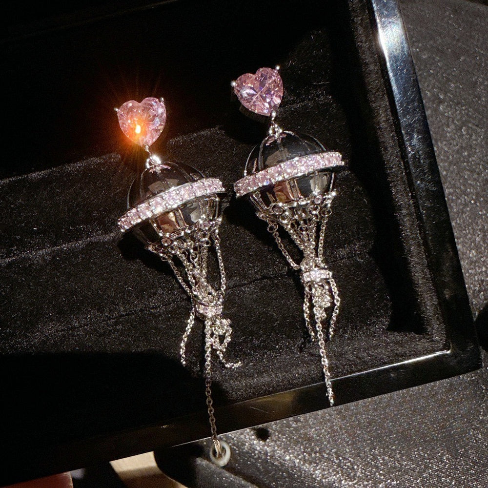 Romantic Italian Hot Air Balloon Heart Necklace Earrings Set