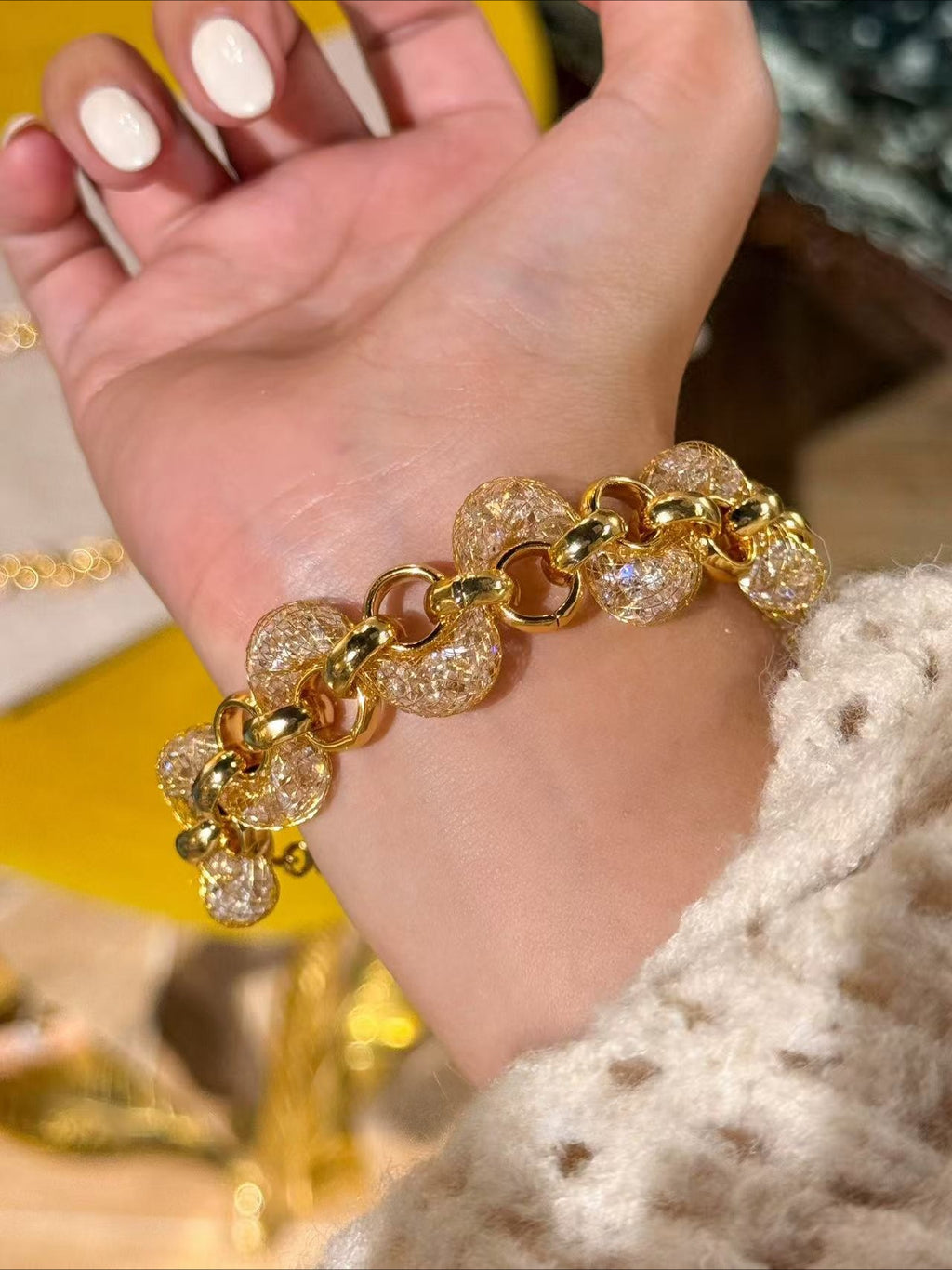 Gilded Hourglass Mesh Set|Floating Diamond-Encrusted Luxury Jewelry