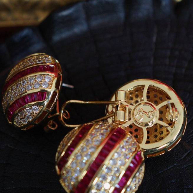 Byzantine Heart Pendant Striped Earrings Suite