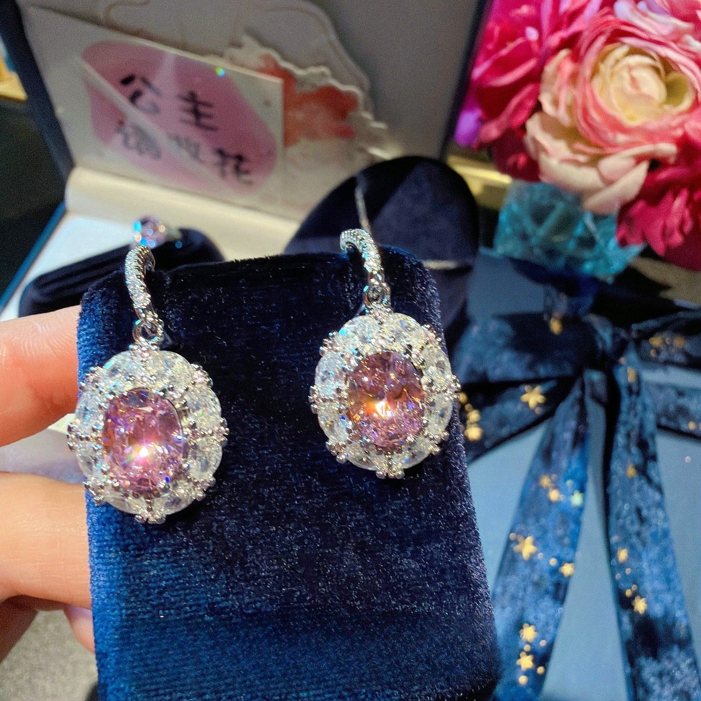 Cherry Blossom Pink Oval Radiance Jewelry Set
